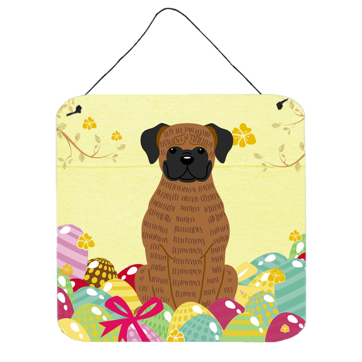 CarolineS Treasures Easter Eggs Brindle Boxer Metal Print, 6 X 6, Multicolor