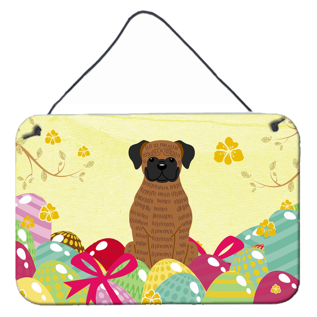 CarolineS Treasures Easter Eggs Brindle Boxer Metal Print, 8 Inch  Inch  H X 12 Inch  Inch  W