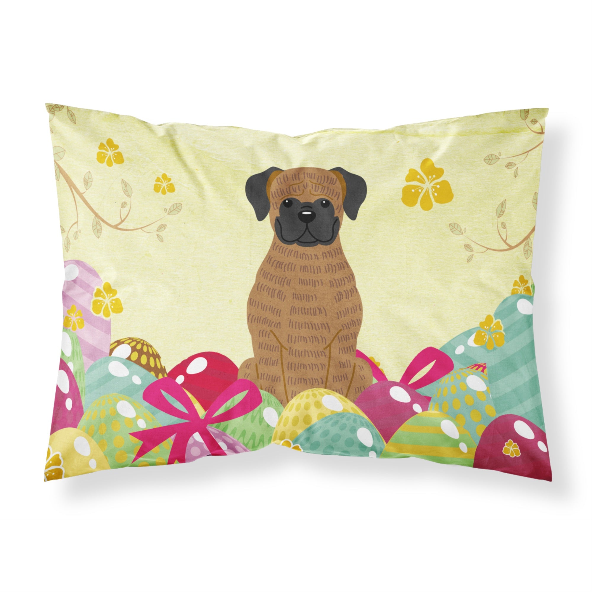 Easter Eggs Brindle Boxer Fabric Standard Pillowcase