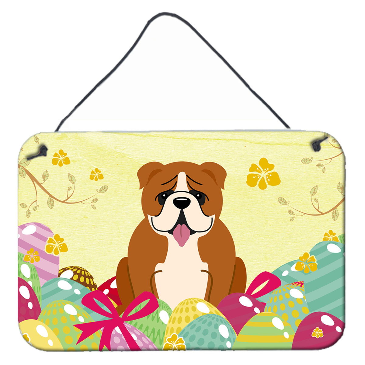 CarolineS Treasures Easter Eggs English Bulldog Red White Metal Print, 8 Inch  Inch  H X 12 Inch  Inch  W