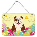 CarolineS Treasures Easter English Bulldog Brindle White Metal Print, 8 Inch  Inch  H X 12 Inch  Inch  W