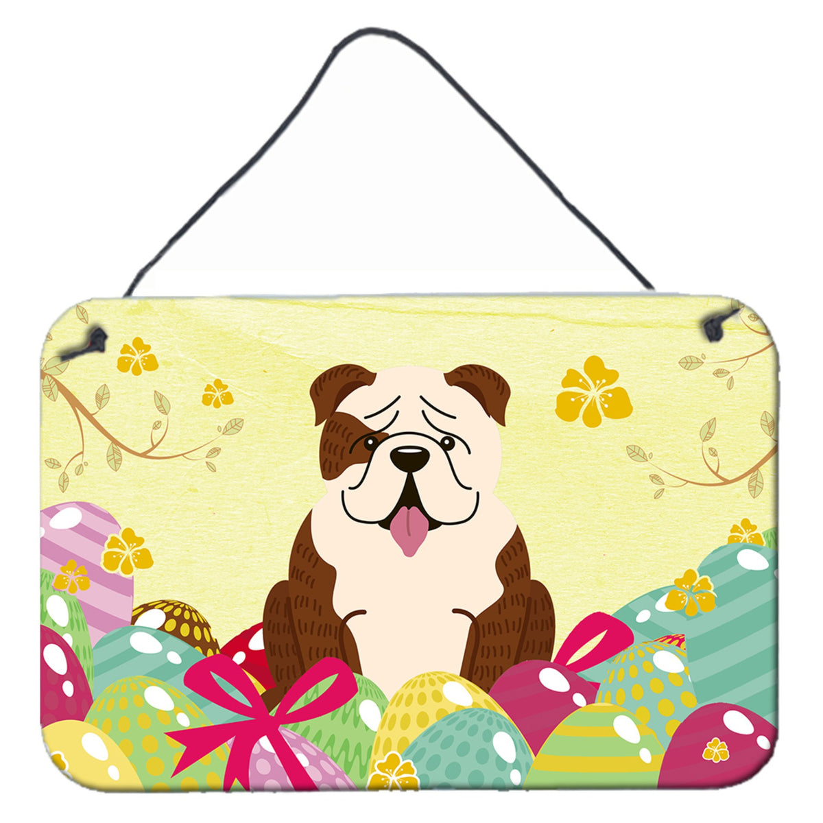 CarolineS Treasures Easter English Bulldog Brindle White Metal Print, 8 Inch  Inch  H X 12 Inch  Inch  W