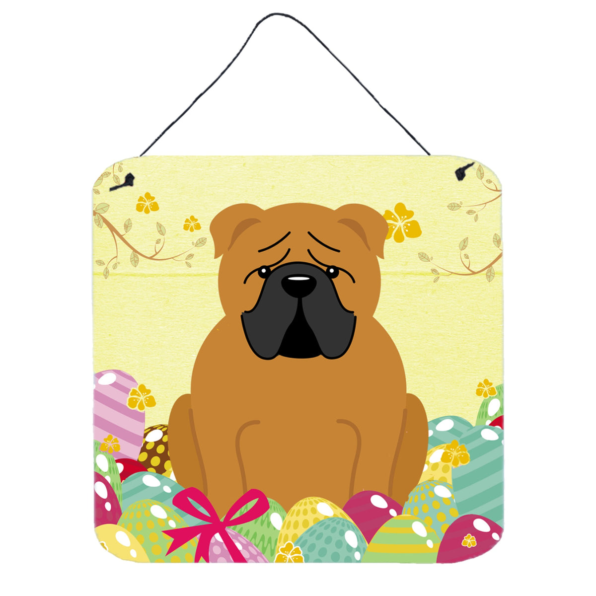 CarolineS Treasures Easter Eggs English Bulldog Red Metal Print, 6 X 6, Multicolor