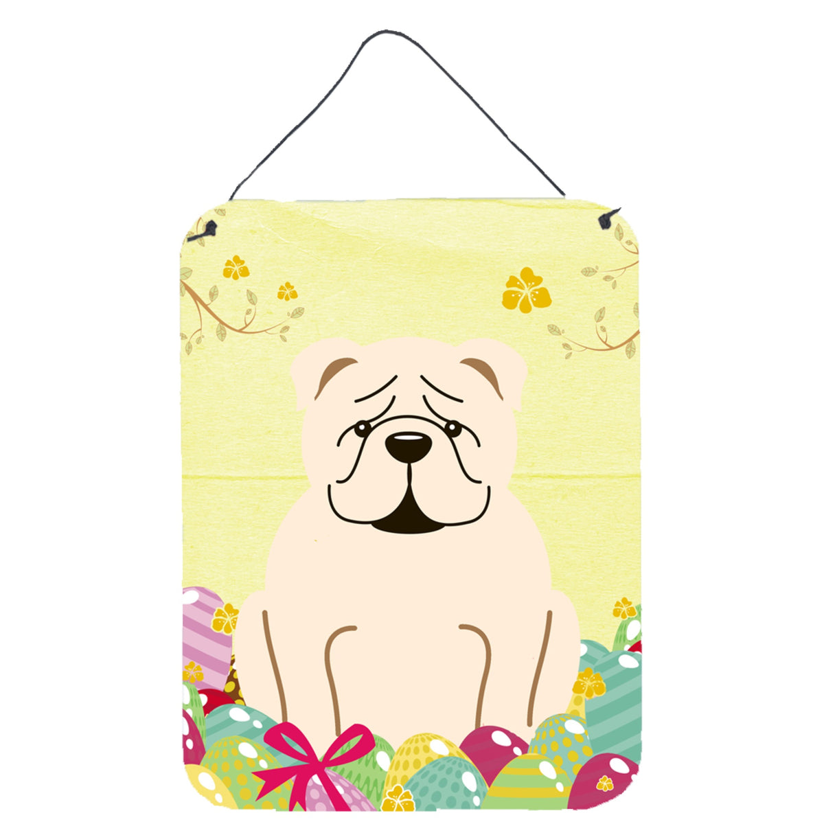 CarolineS Treasures Easter Eggs English Bulldog White Metal Print, 16 X 12, Multicolor