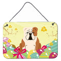 CarolineS Treasures Easter Eggs English Bulldog Fawn White Metal Print, 8 Inch  Inch H X 12 Inch  Inch W, Multicolor