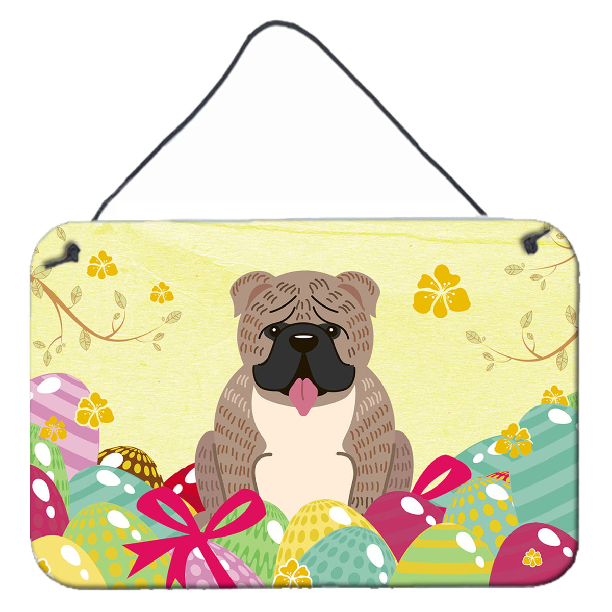 CarolineS Treasures Easter English Bulldog Grey Brindle Metal Print, 8 Inch  Inch  H X 12 Inch  Inch  W