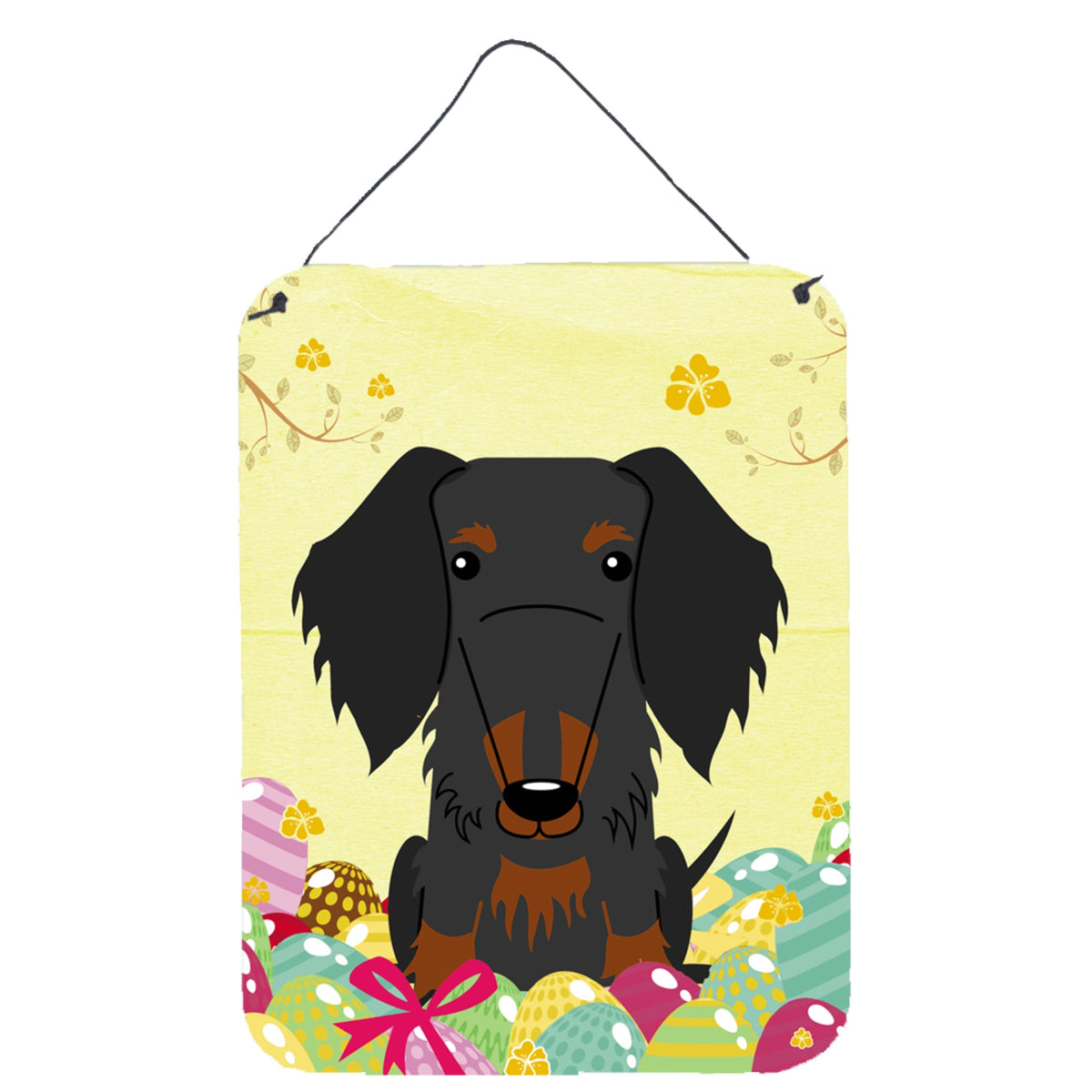 CarolineS Treasures Easter Wire Haired Dachshund Black Tan Metal Print, 16 X 12, Multicolor