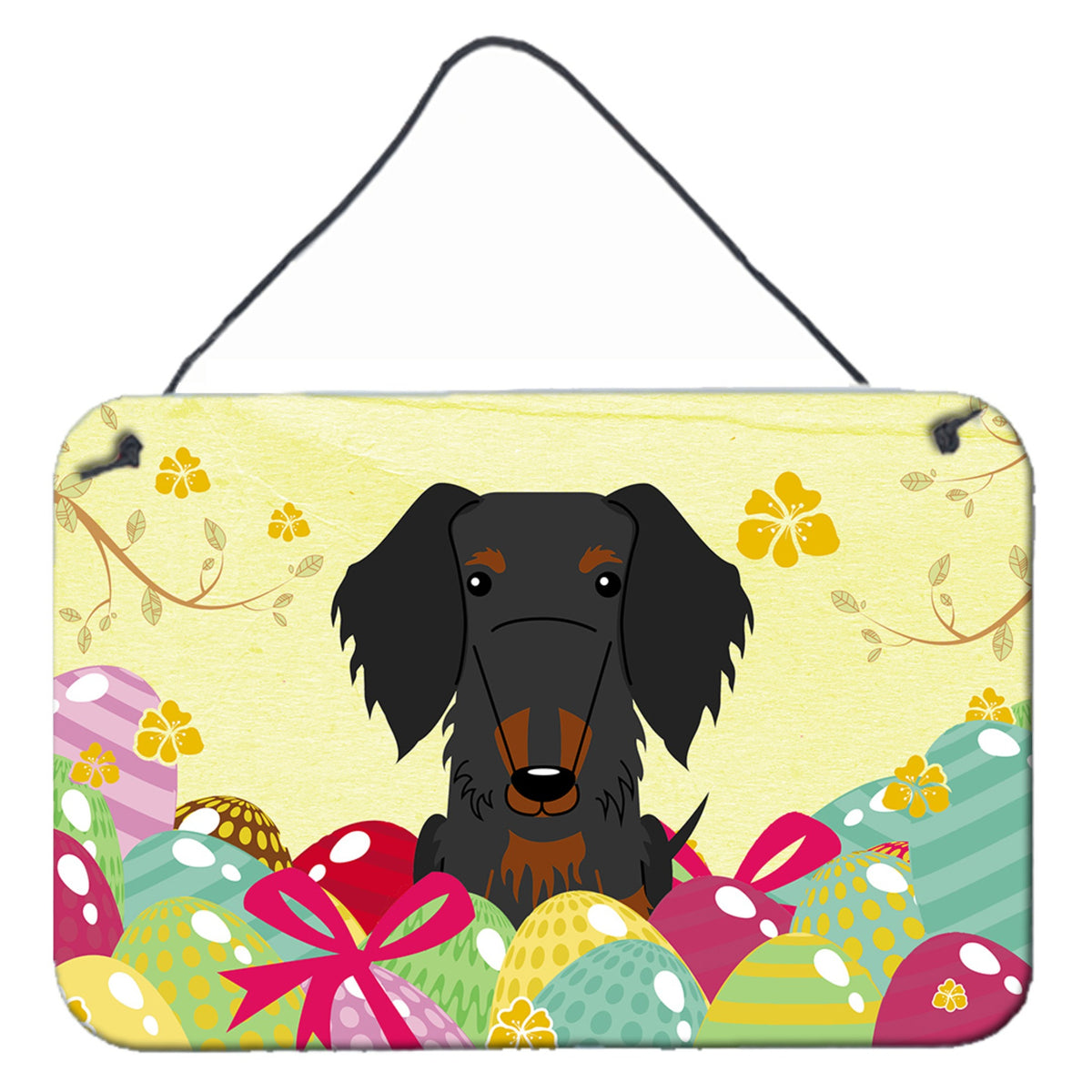 CarolineS Treasures Eggs Tan Easter Wire Haired Dachshund Black Metal Print, 8 Inch  Inch H X 12 Inch  Inch W, Multicolor