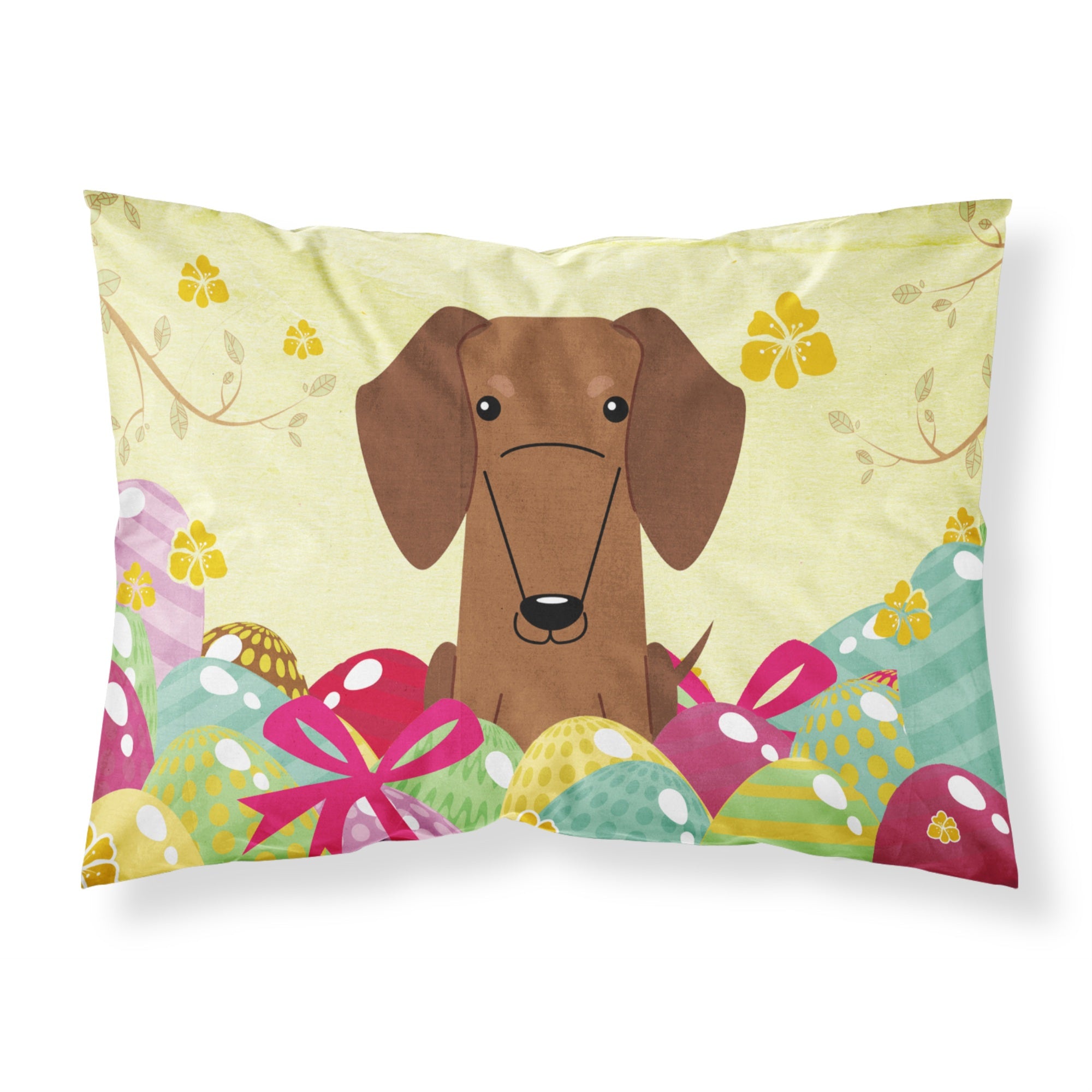 Easter Eggs Dachshund Red Brown Fabric Standard Pillowcase