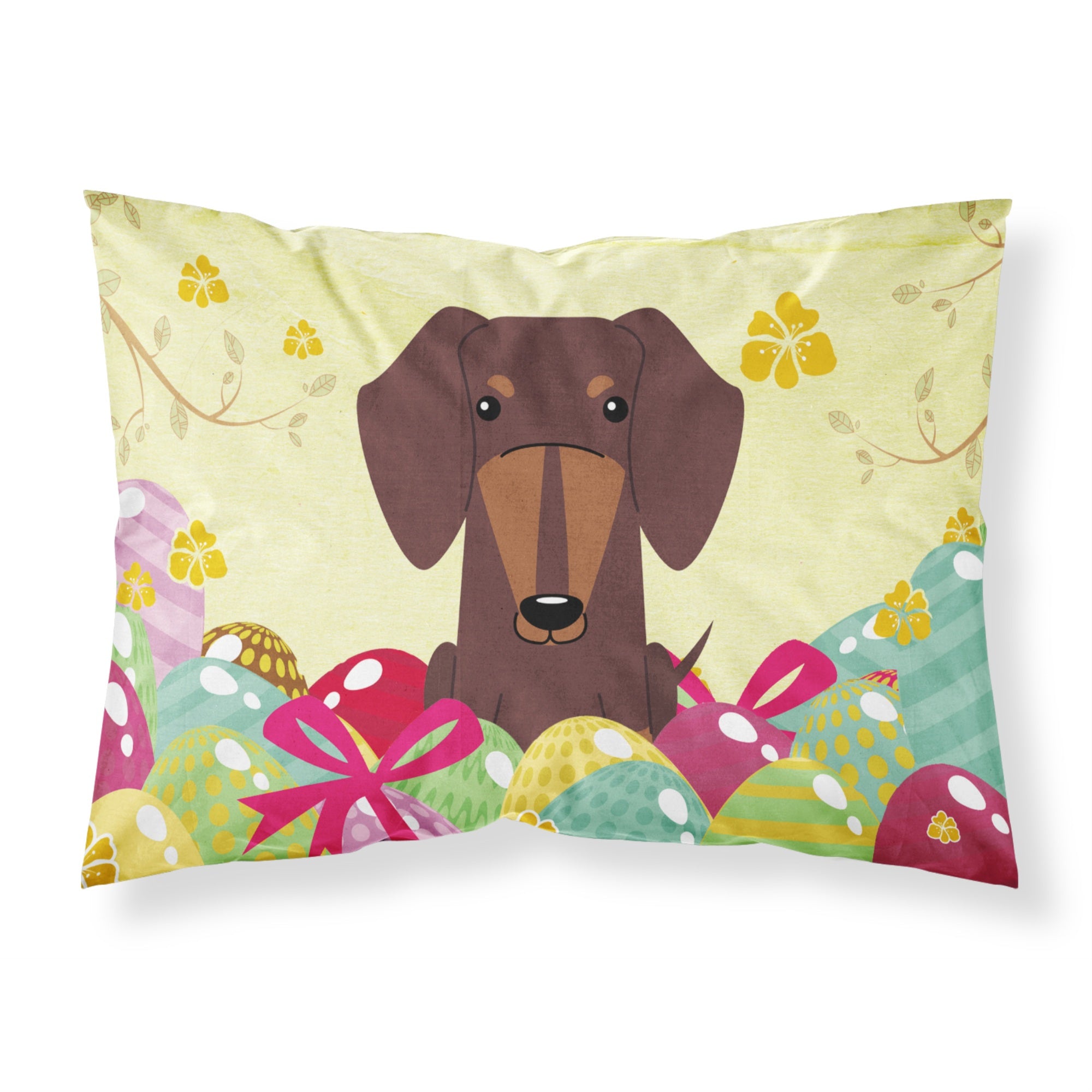 Easter Eggs Dachshund Chocolate Fabric Standard Pillowcase