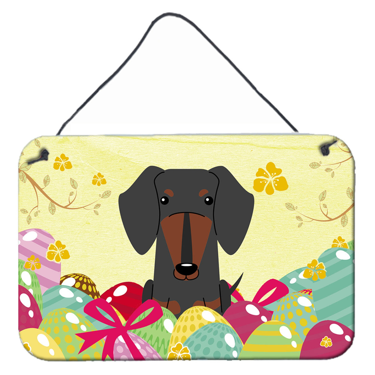 CarolineS Treasures Easter Eggs Dachshund Black Tan Metal Print, 8 Inch  Inch H X 12 Inch  Inch W, Multicolor