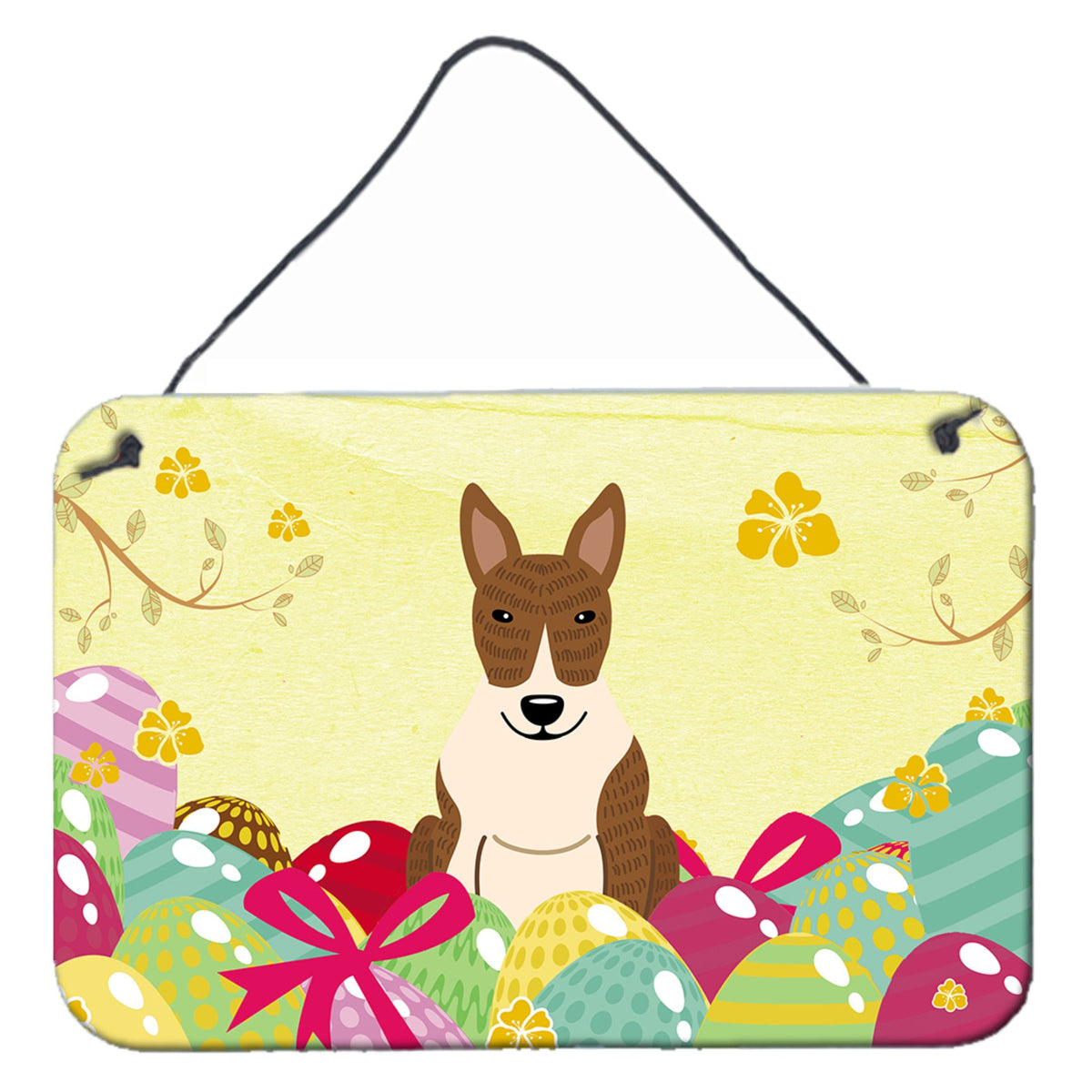 CarolineS Treasures Easter Eggs Bull Terrier Brindle Metal Print, 8 Inch  Inch  H X 12 Inch  Inch  W