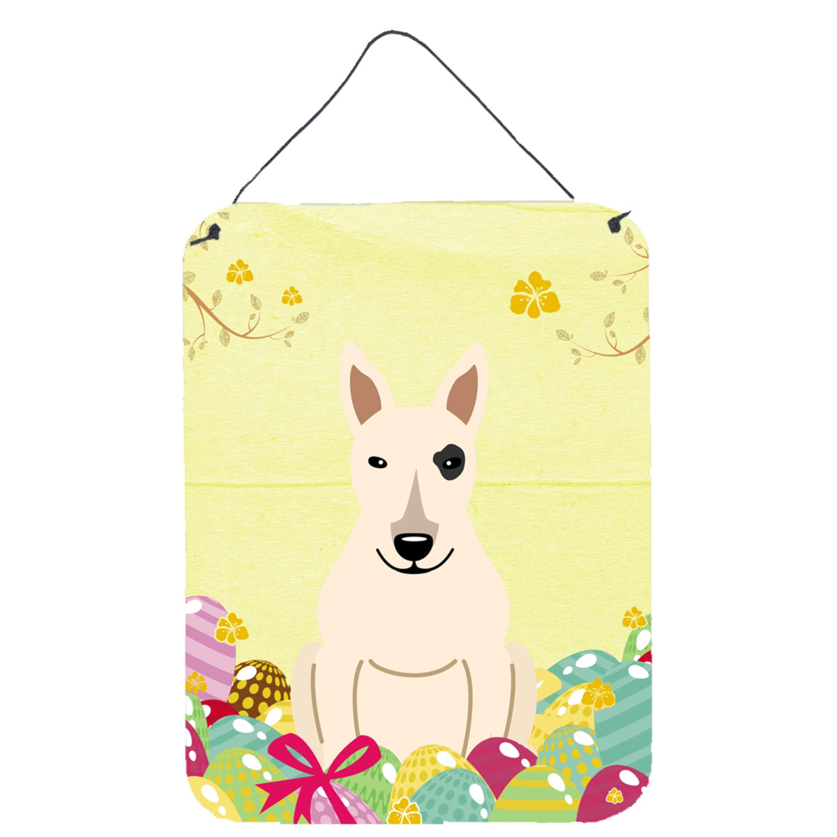 CarolineS Treasures Easter Eggs Bull Terrier White Metal Print, 16 X 12, Multicolor