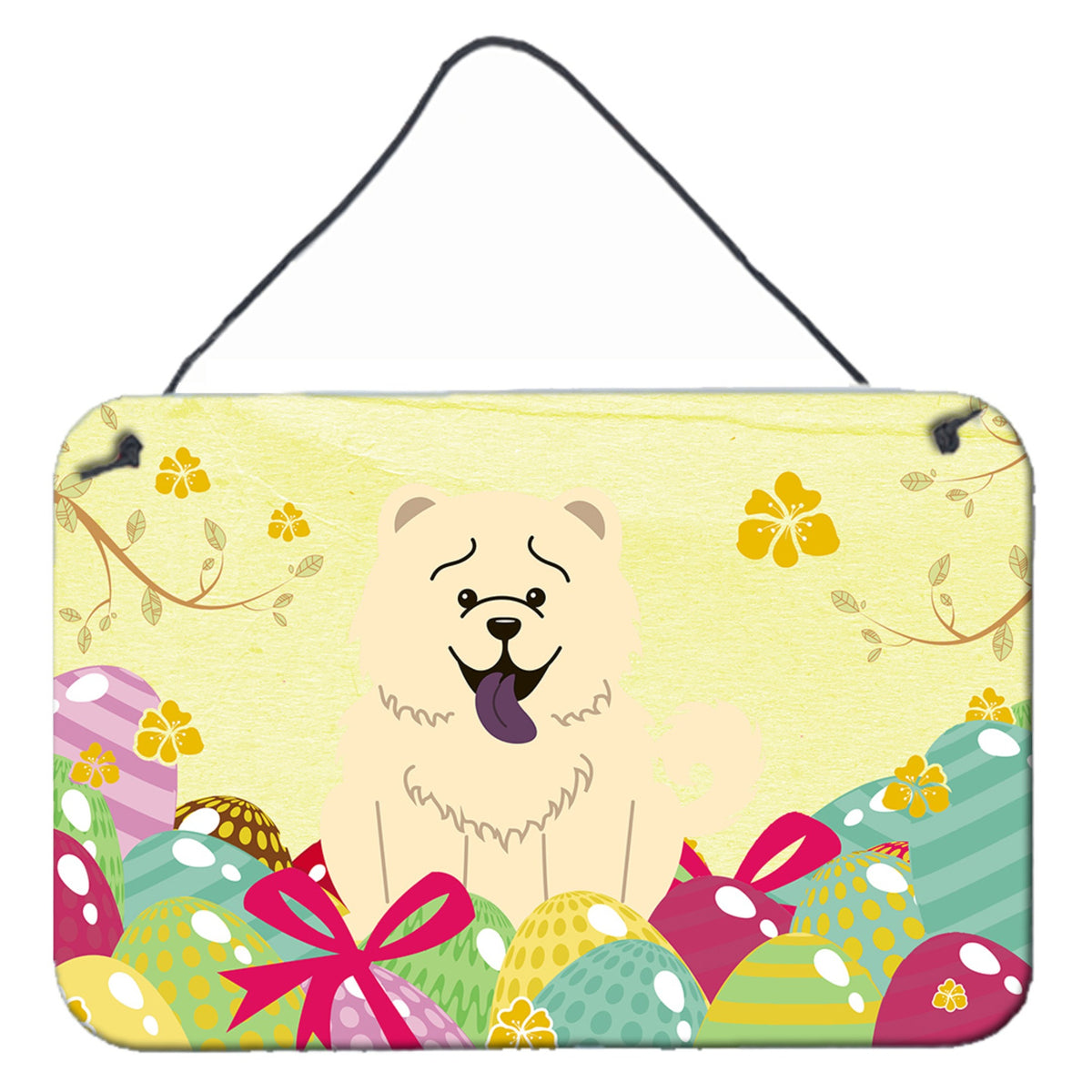 CarolineS Treasures Easter Eggs Chow White Metal Print, 8 Inch  Inch H X 12 Inch  Inch W, Multicolor