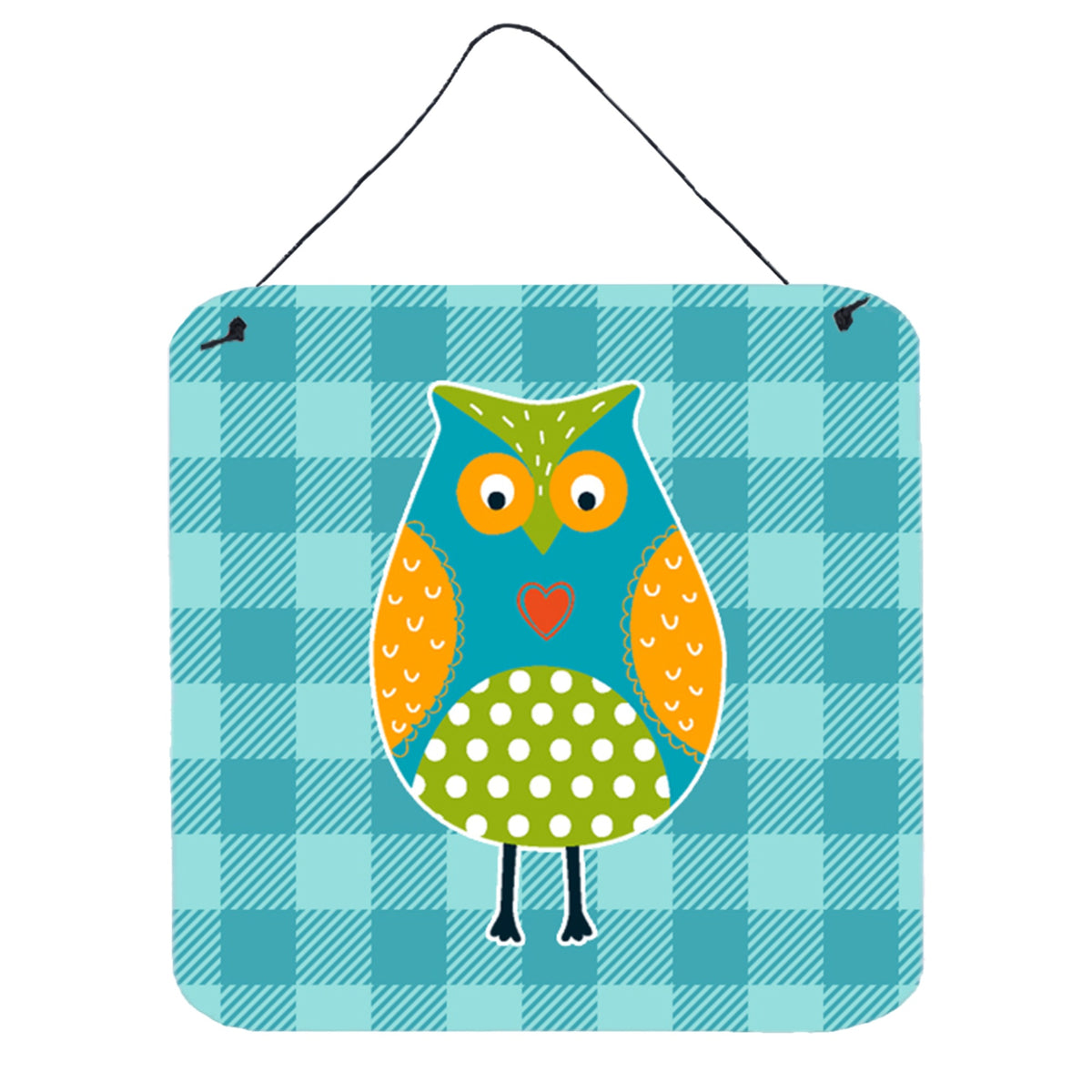 CarolineS Treasures Owl On Blue Plaid Metal Print, 6 Inch  Inch  X 6 Inch  Inch , Multicolor