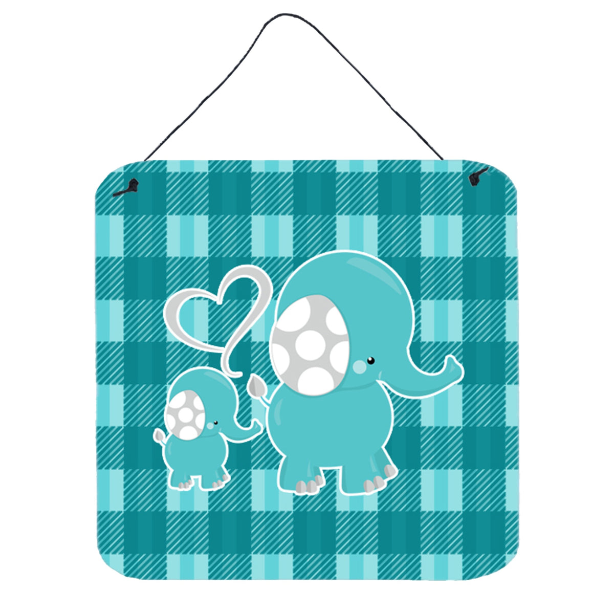 CarolineS Treasures Plaid Momma And Baby Elephant Metal Print, 6 Inch  Inch  X 6 Inch  Inch , Multicolor