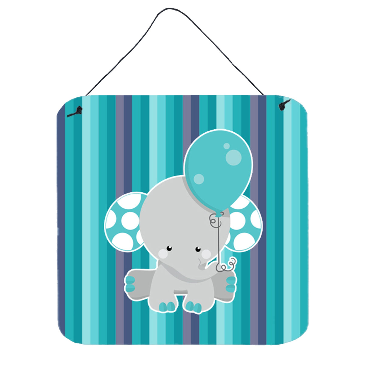 CarolineS Treasures Grey Elephant With Balloon Metal Print, 6 Inch  Inch  X 6 Inch  Inch , Multicolor