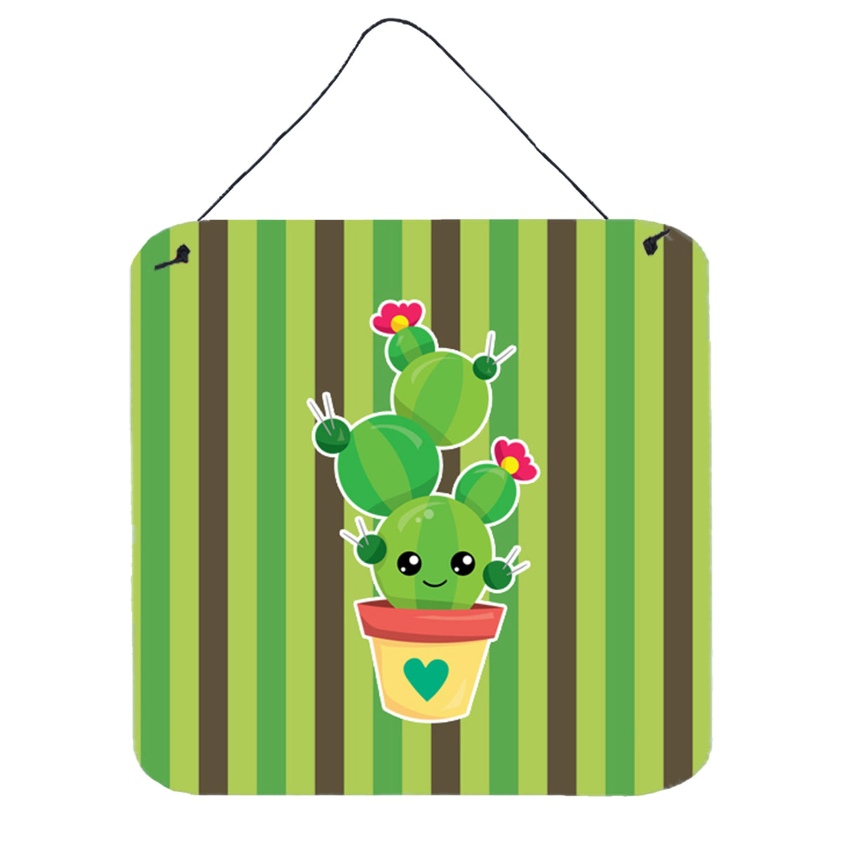 CarolineS Treasures Cactus Stripe Metal Print, 6 Inch  Inch  X 6 Inch  Inch , Multicolor