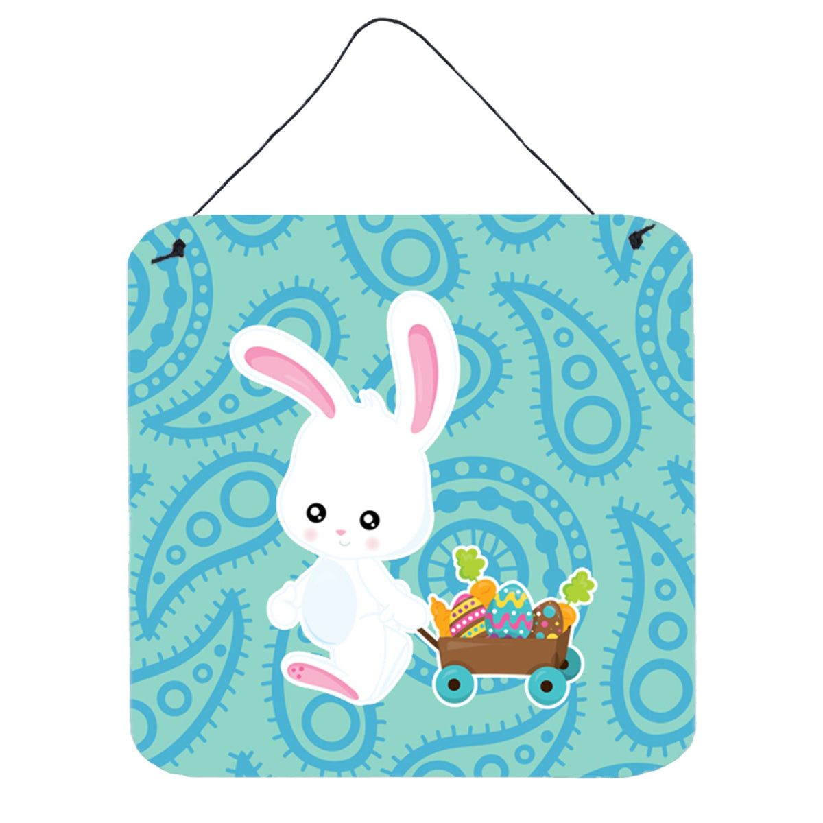 CarolineS Treasures Easter Rabbit Paisley Blue Metal Print, 6 Inch  Inch  X 6 Inch  Inch , Multicolor