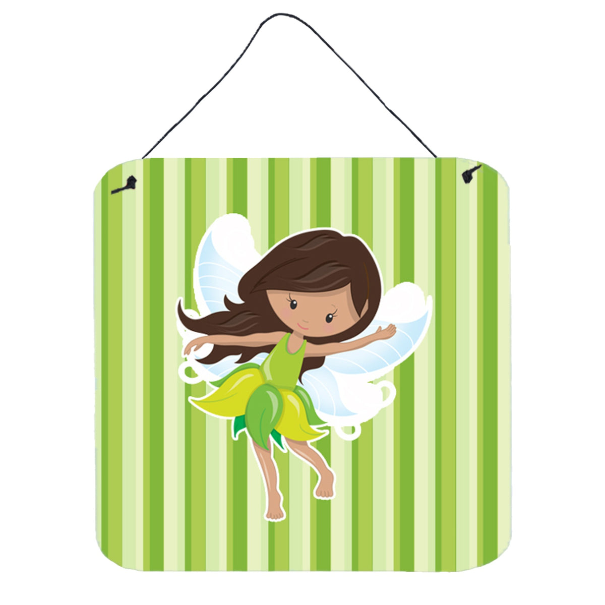 CarolineS Treasures Fairy Green Stripes Metal Print, 6 Inch  Inch  X 6 Inch  Inch , Multicolor