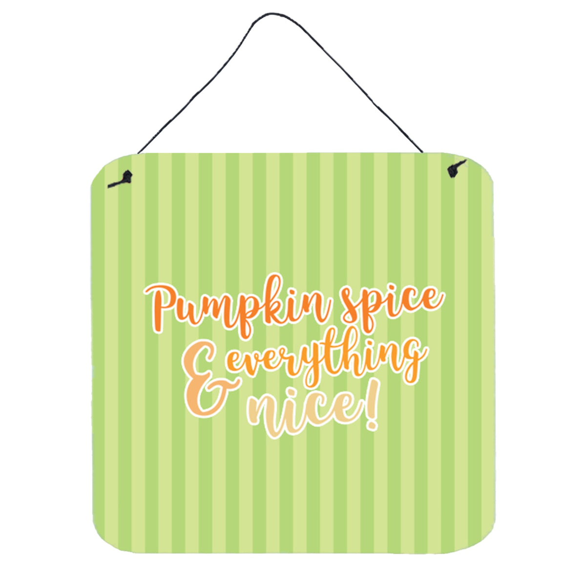 CarolineS Treasures Fall Pumpkin Spice Green Stripe Metal Print, 6 Inch  Inch  X 6 Inch  Inch , Multicolor