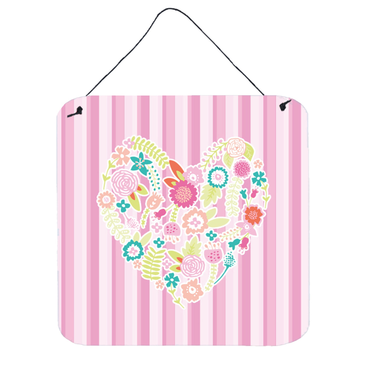 CarolineS Treasures Flowered Heart Metal Print, 6 Inch  Inch  X 6 Inch  Inch , Multicolor