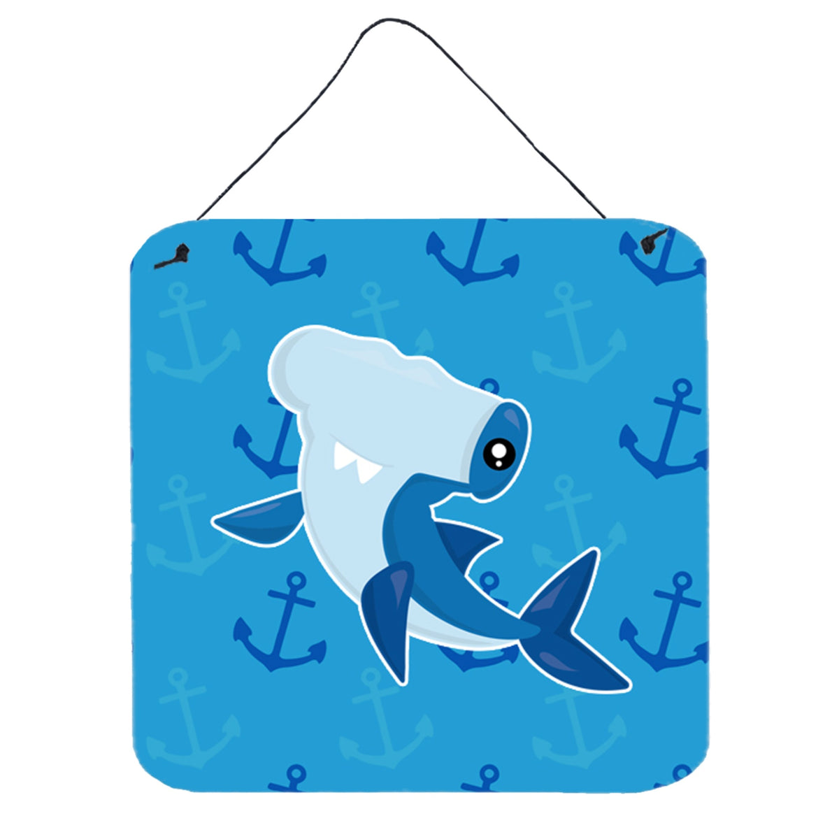 CarolineS Treasures Hammerhead Shark On Anchors Metal Print, 6 Inch  Inch  X 6 Inch  Inch , Multicolor