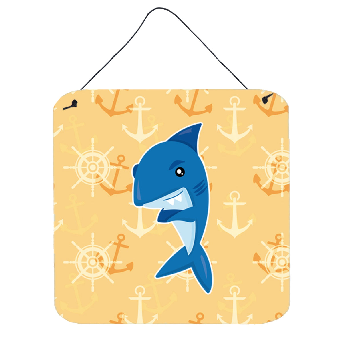 CarolineS Treasures Shark On Beige Nautical Metal Print, 6 Inch  Inch  X 6 Inch  Inch , Multicolor