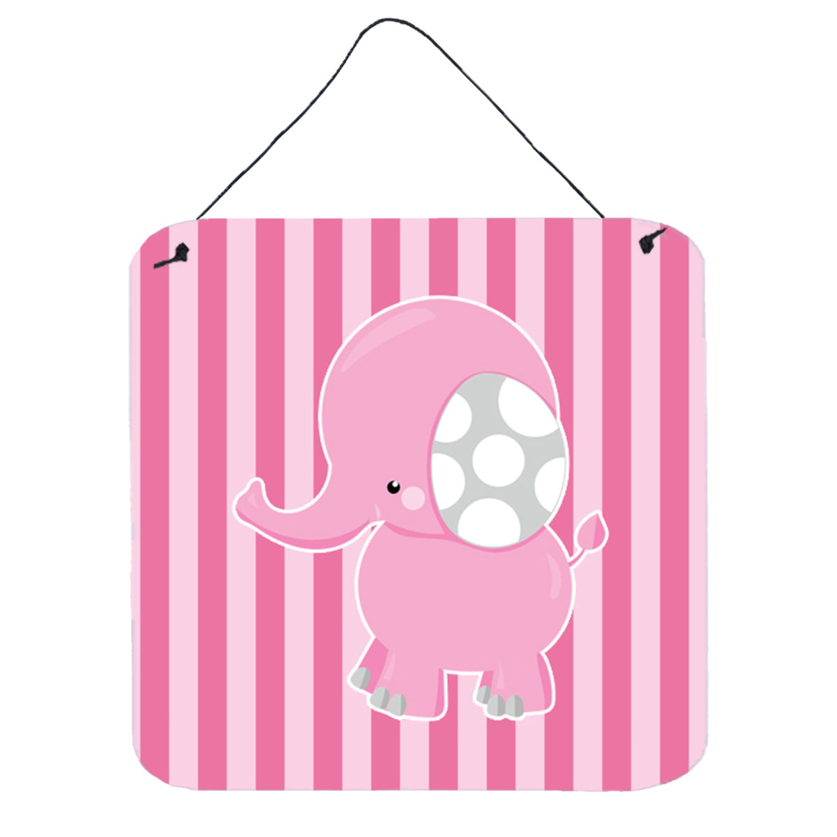 CarolineS Treasures Elephant On Pink Stripes Metal Print, 6 Inch  Inch  X 6 Inch  Inch , Multicolor