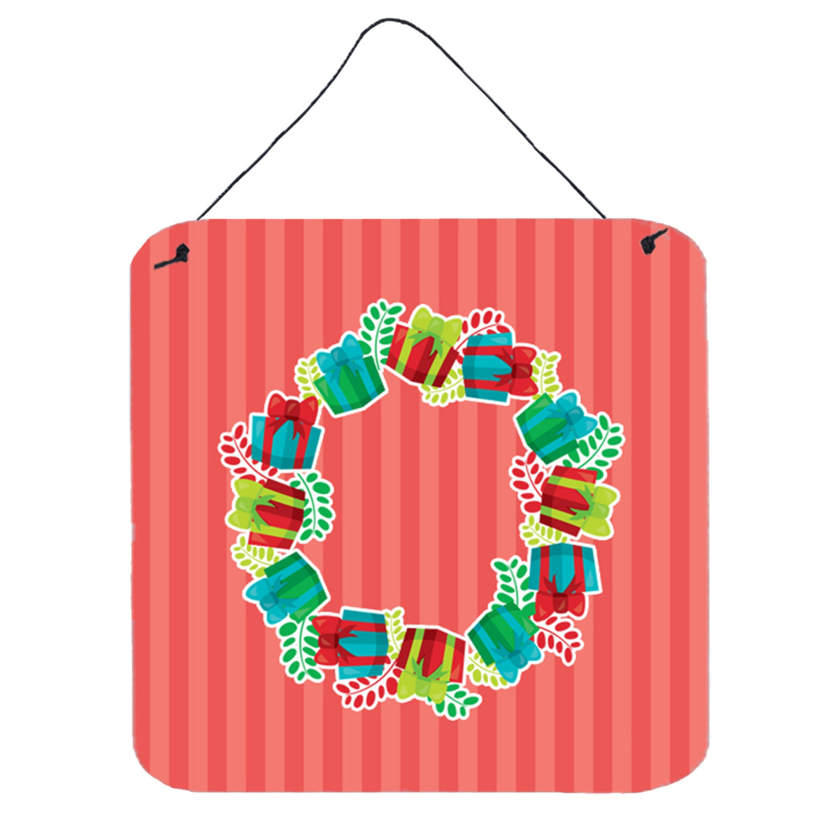 CarolineS Treasures Christmas Wreath Presents Metal Print, 6 Inch  Inch  X 6 Inch  Inch , Multicolor