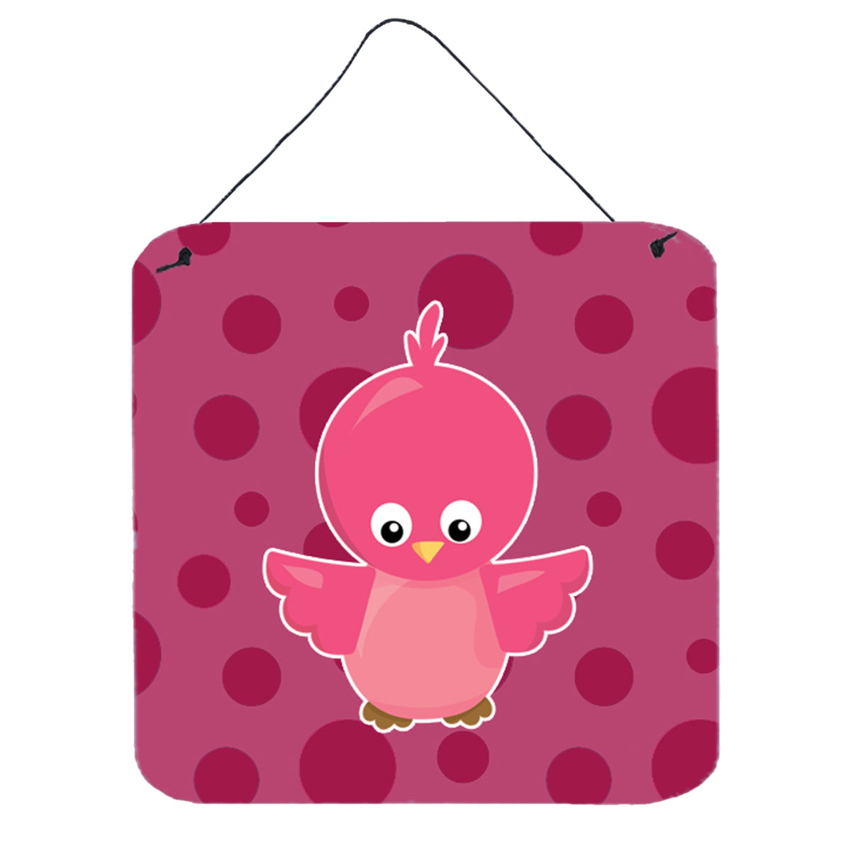 CarolineS Treasures Bird On Pink Polkadots Metal Print, 6 Inch  Inch  X 6 Inch  Inch , Multicolor
