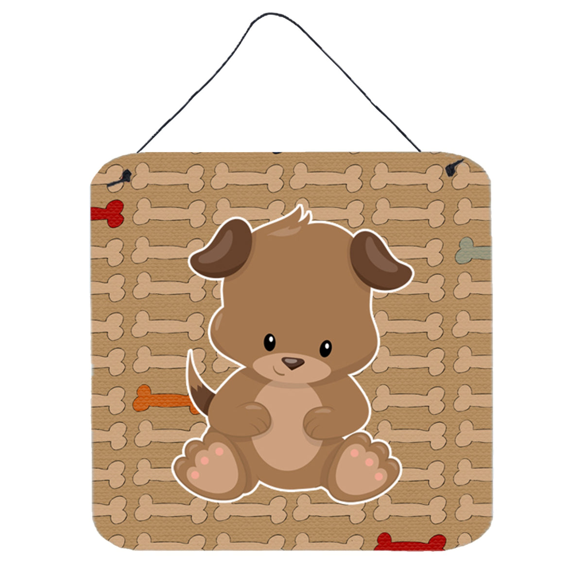 CarolineS Treasures Puppy On Brown Bones Metal Print, 6 Inch  Inch  X 6 Inch  Inch , Multicolor