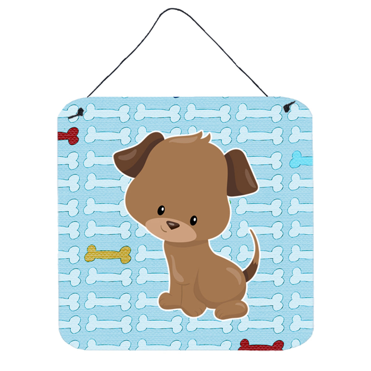 CarolineS Treasures Puppy On Blue Bones Metal Print, 6 Inch  Inch  X 6 Inch  Inch , Multicolor