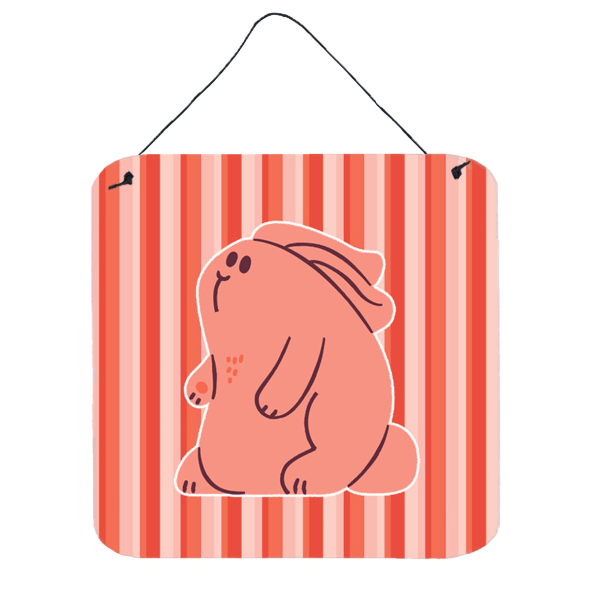 CarolineS Treasures Rabbit On Pink Stripes Metal Print, 6 Inch  Inch  X 6 Inch  Inch , Multicolor