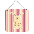 CarolineS Treasures Rabbit On Stripes Metal Print, 6 Inch  Inch  X 6 Inch  Inch , Multicolor