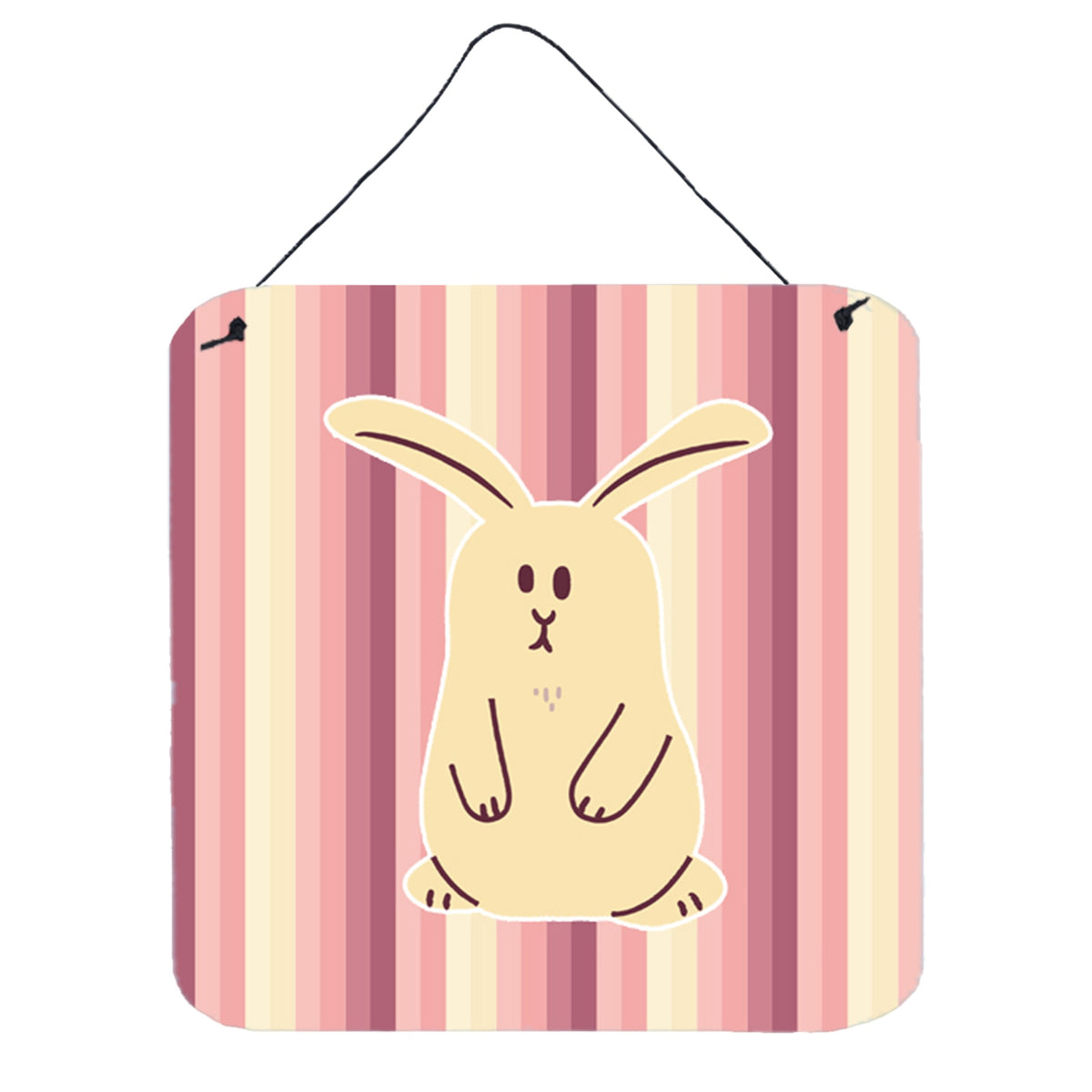 CarolineS Treasures Rabbit On Stripes Metal Print, 6 Inch  Inch  X 6 Inch  Inch , Multicolor