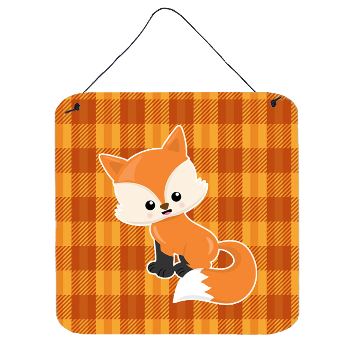 CarolineS Treasures Baby Fox Gingham Metal Print, 6 Inch  Inch  X 6 Inch  Inch , Multicolor