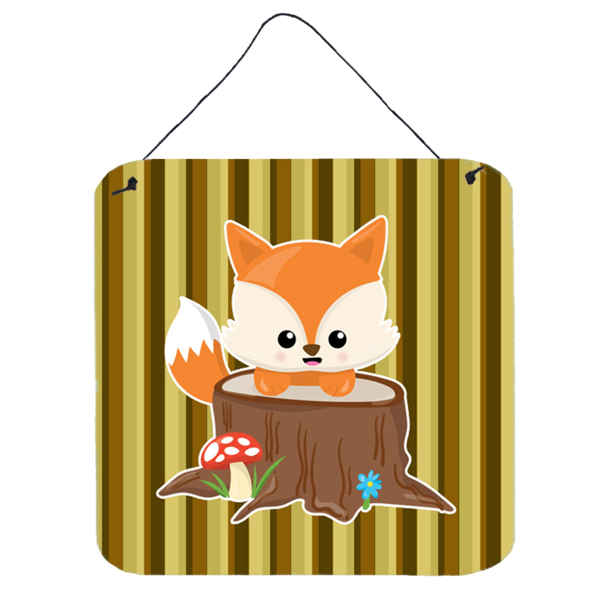 CarolineS Treasures Baby Fox Tree Stripes Metal Print, 6 Inch  Inch  X 6 Inch  Inch , Multicolor