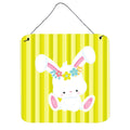CarolineS Treasures Easter White Rabbit With Flowers Metal Print, 6 Inch  Inch  X 6 Inch  Inch , Multicolor