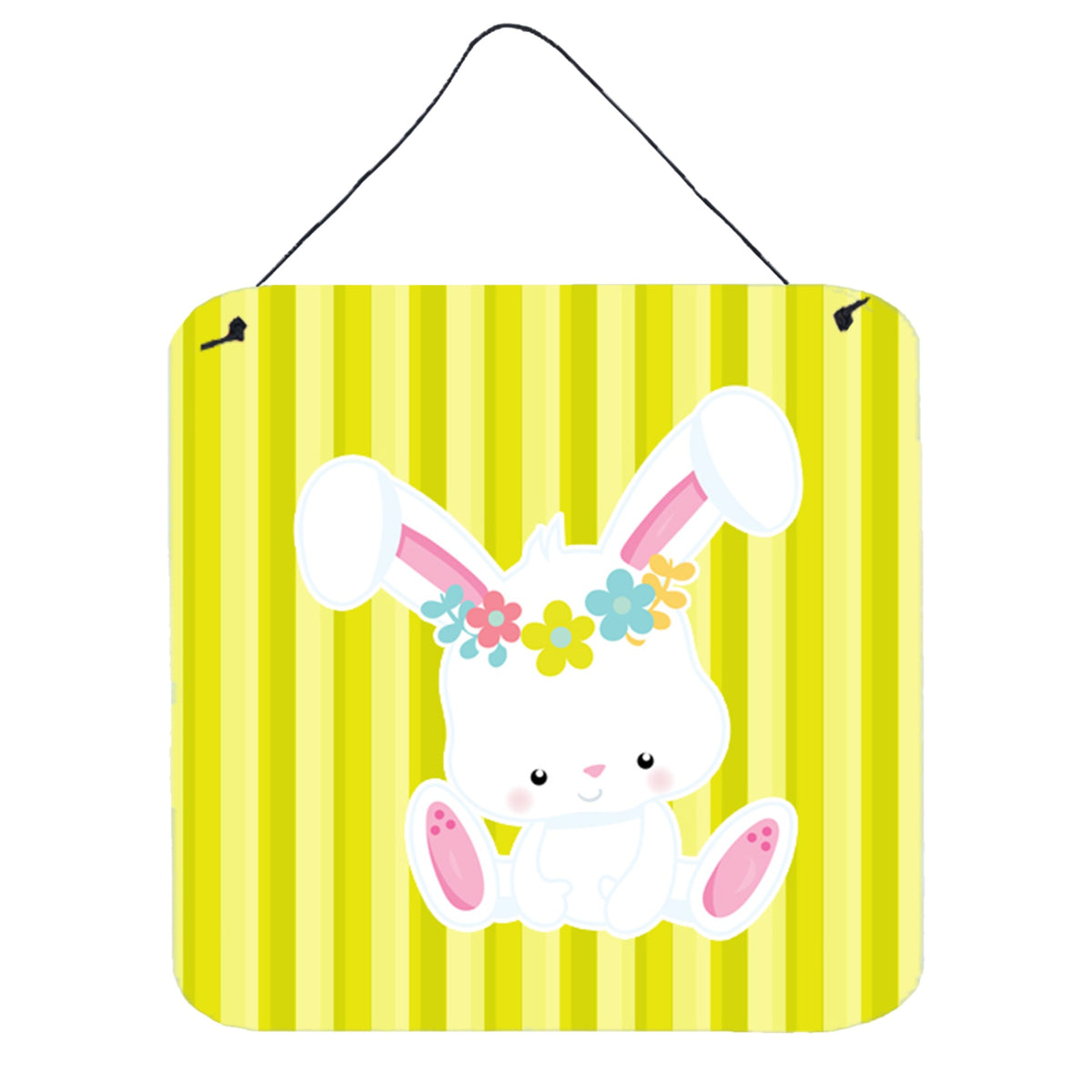 CarolineS Treasures Easter White Rabbit With Flowers Metal Print, 6 Inch  Inch  X 6 Inch  Inch , Multicolor