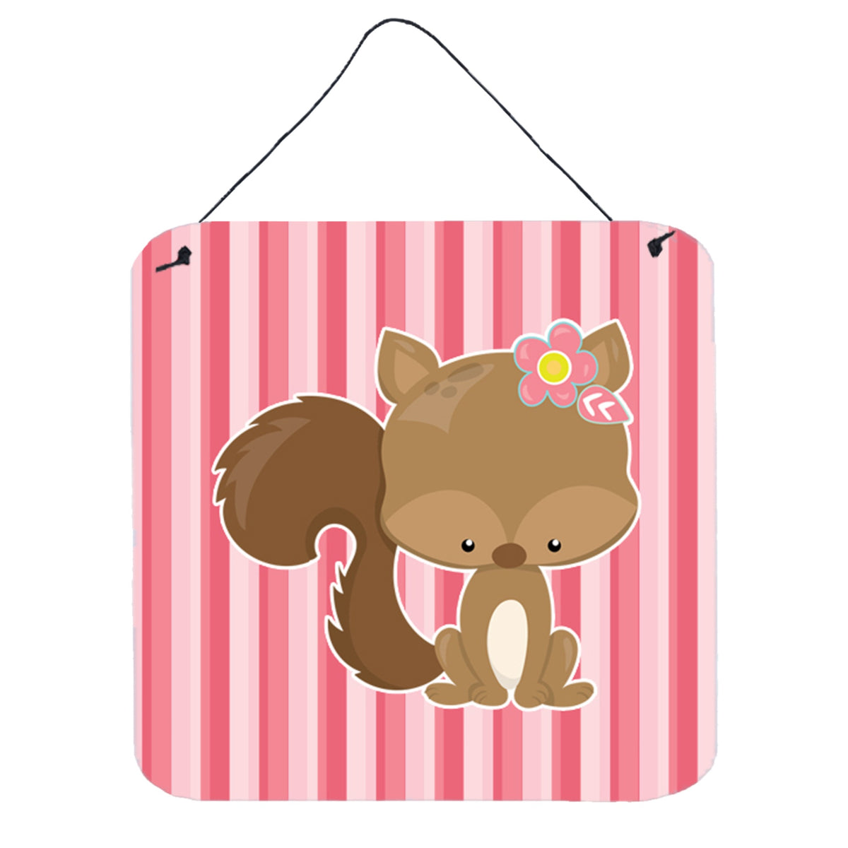 CarolineS Treasures Squirrel With Flowers Metal Print, 6 Inch  Inch  X 6 Inch  Inch , Multicolor