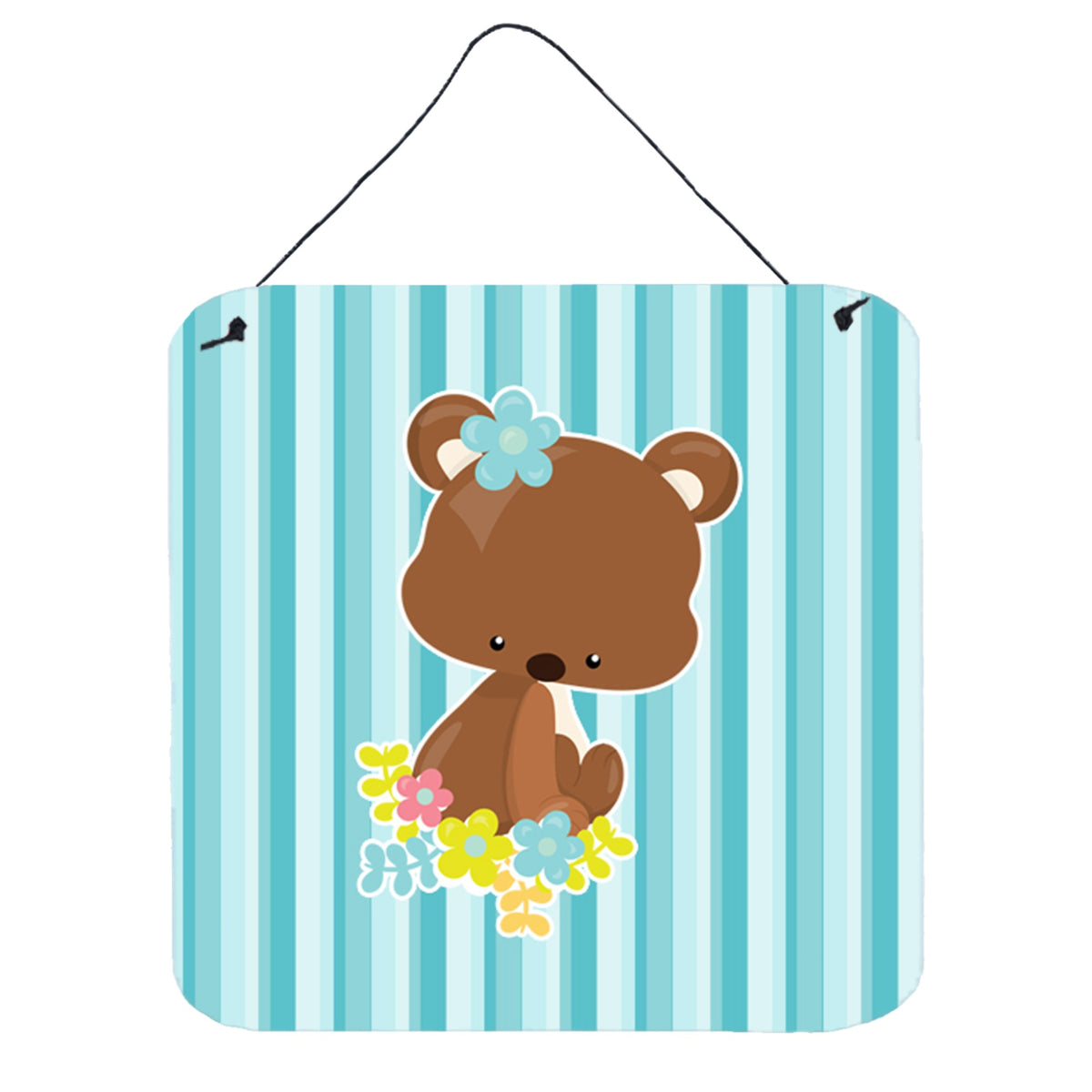 CarolineS Treasures Bear With Flowers Metal Print, 6 Inch  Inch  X 6 Inch  Inch , Multicolor