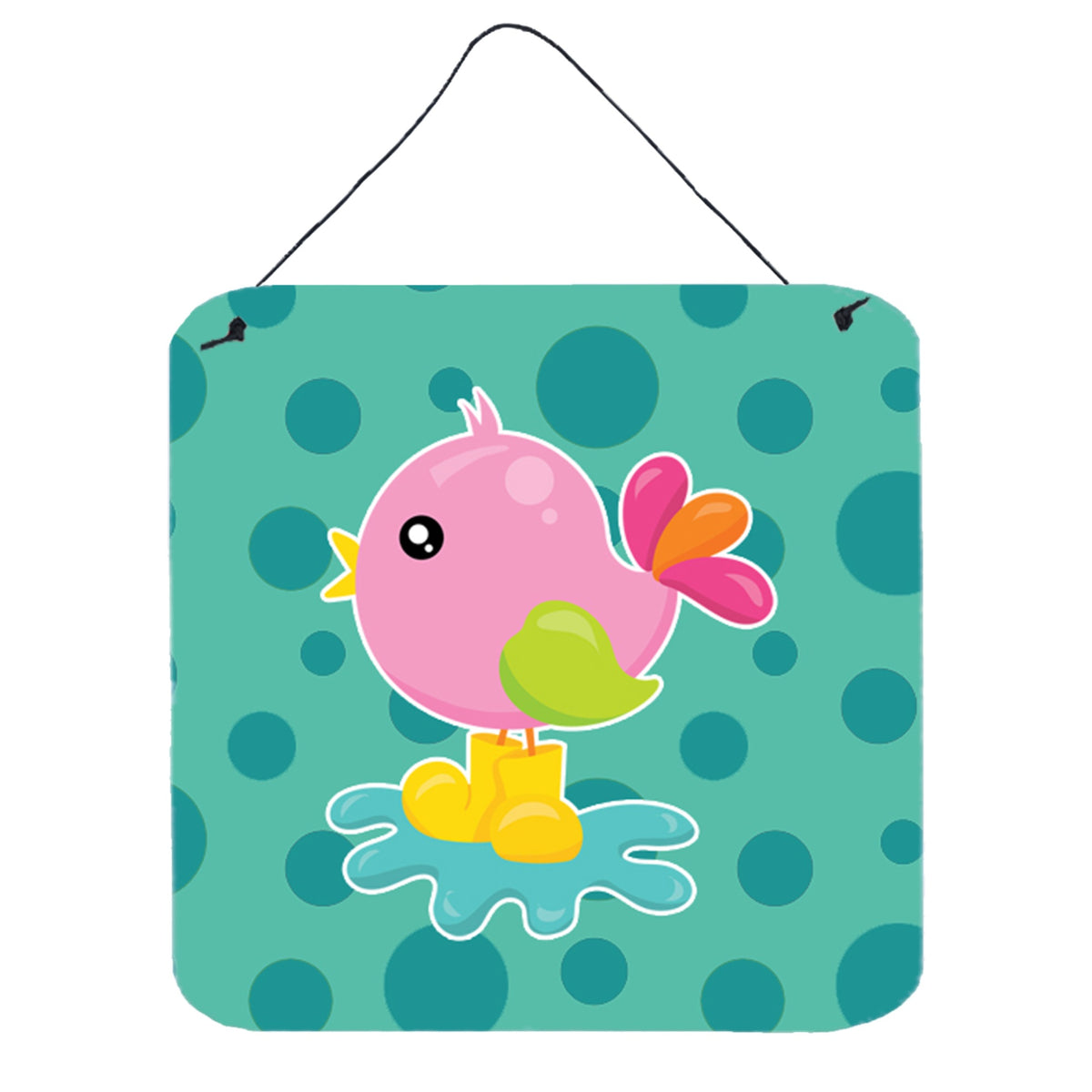 CarolineS Treasures Bird In Rainboots And Puddle Metal Print, 6 Inch  Inch  X 6 Inch  Inch , Multicolor