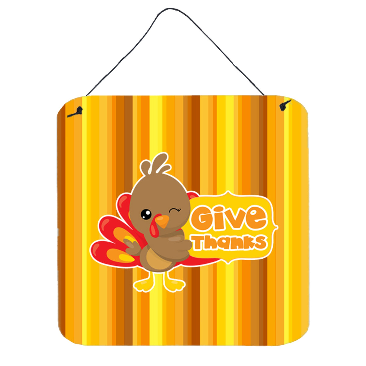 CarolineS Treasures Thanksgiving Turkey Give Thanks Metal Print, 6 Inch  Inch  X 6 Inch  Inch , Multicolor