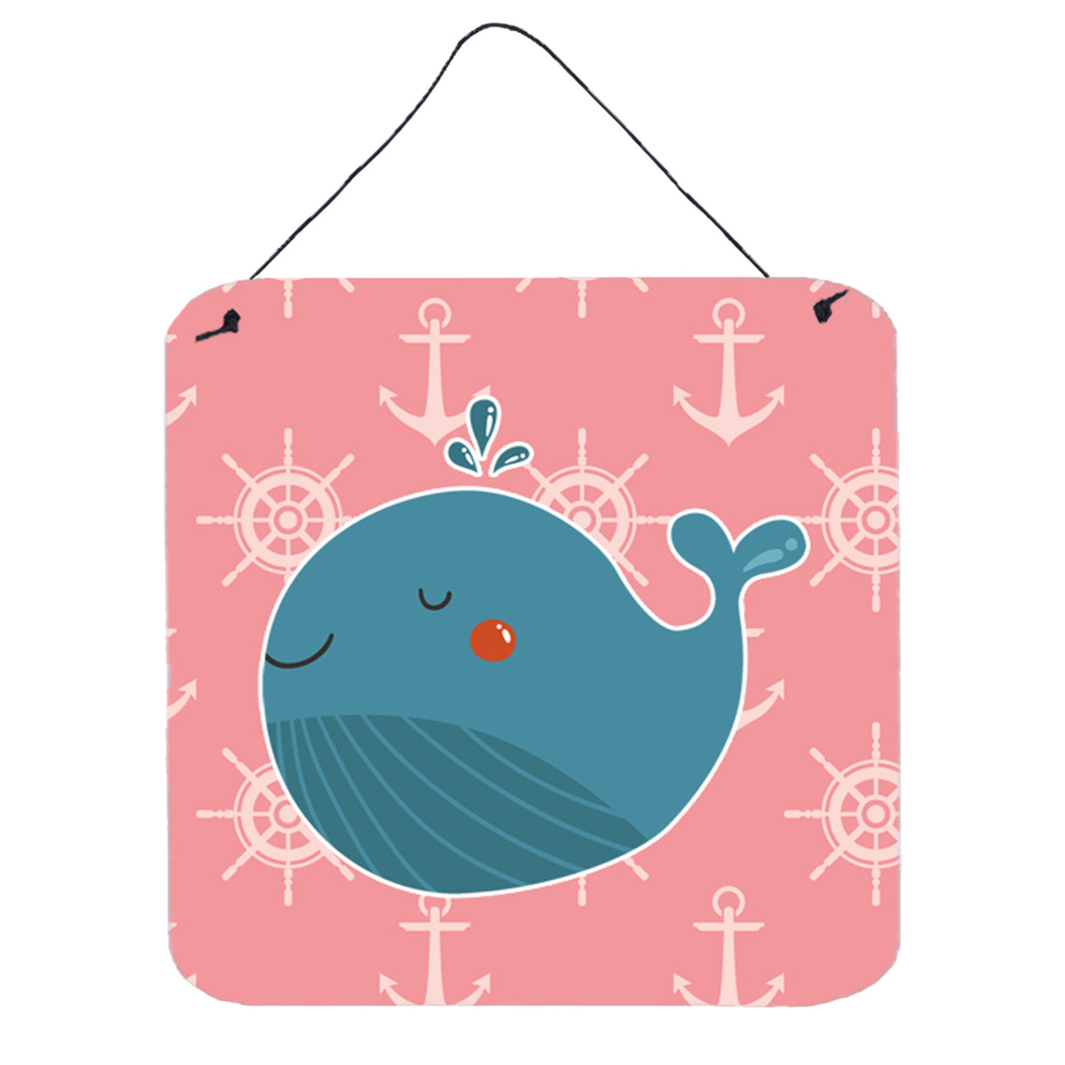 CarolineS Treasures Whale On Pink Nautical Metal Print, 6 Inch  Inch  X 6 Inch  Inch , Multicolor