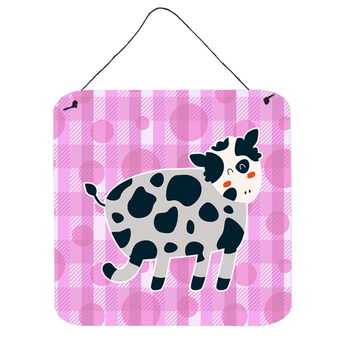 CarolineS Treasures Cow On Pink Polkadots Metal Print, 6 Inch  Inch  X 6 Inch  Inch , Multicolor