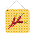 CarolineS Treasures Chili Peppers On Basketweave Metal Print, 6H X 6W, Multicolor