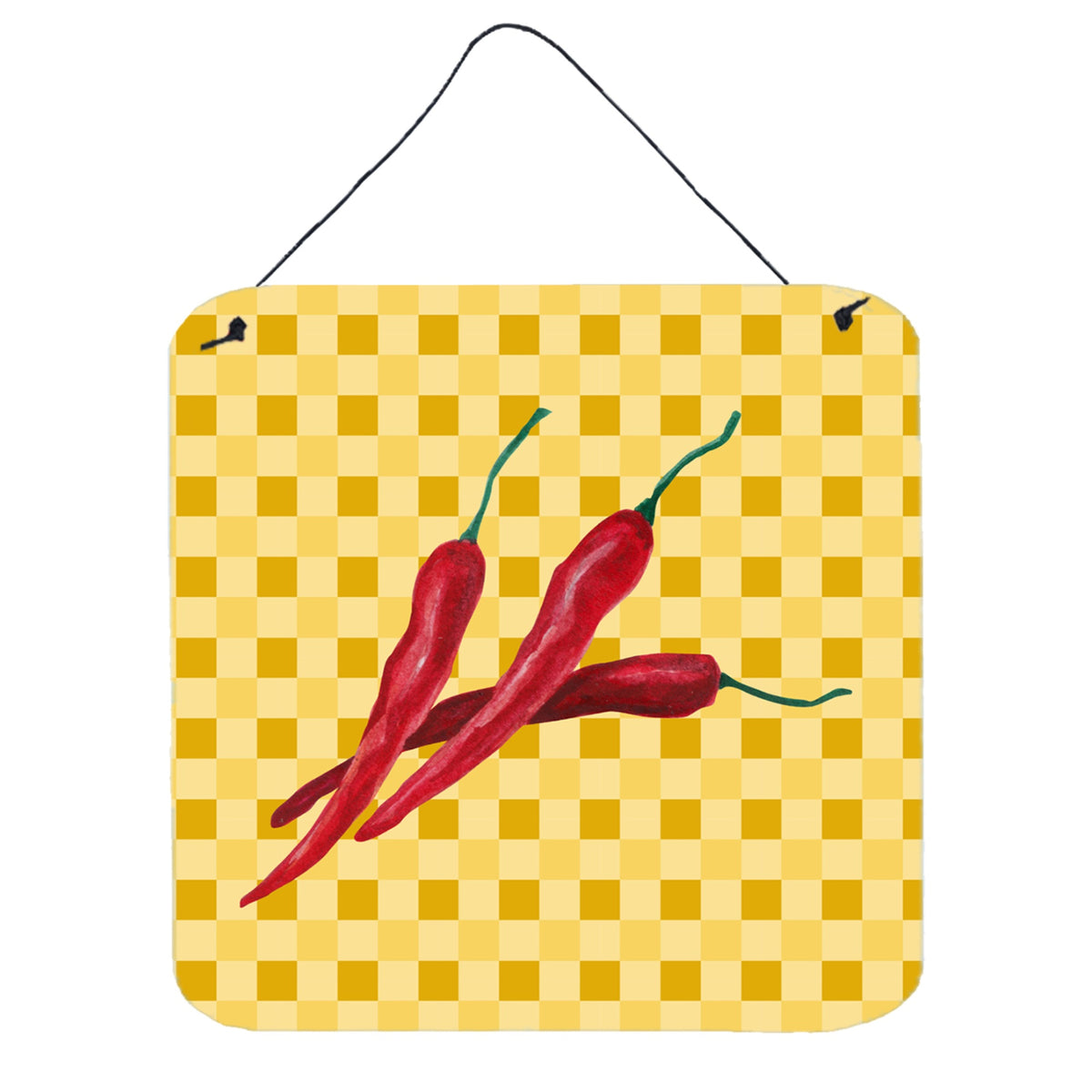 CarolineS Treasures Chili Peppers On Basketweave Metal Print, 6H X 6W, Multicolor