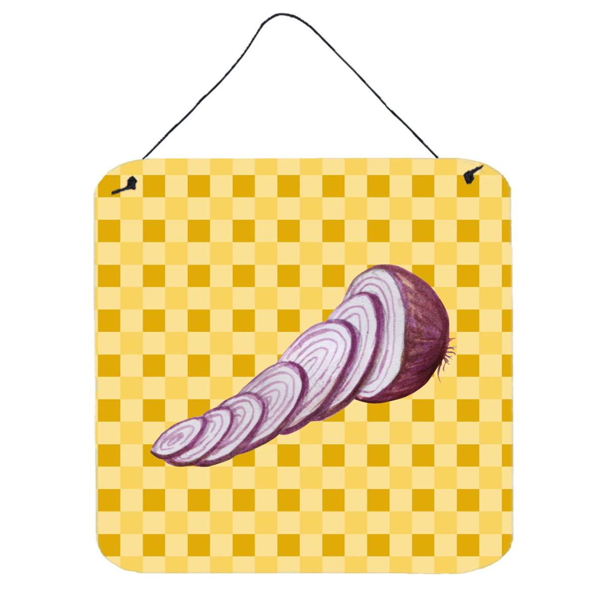 CarolineS Treasures Red Onion On Basketweave Metal Print, 6H X 6W, Multicolor