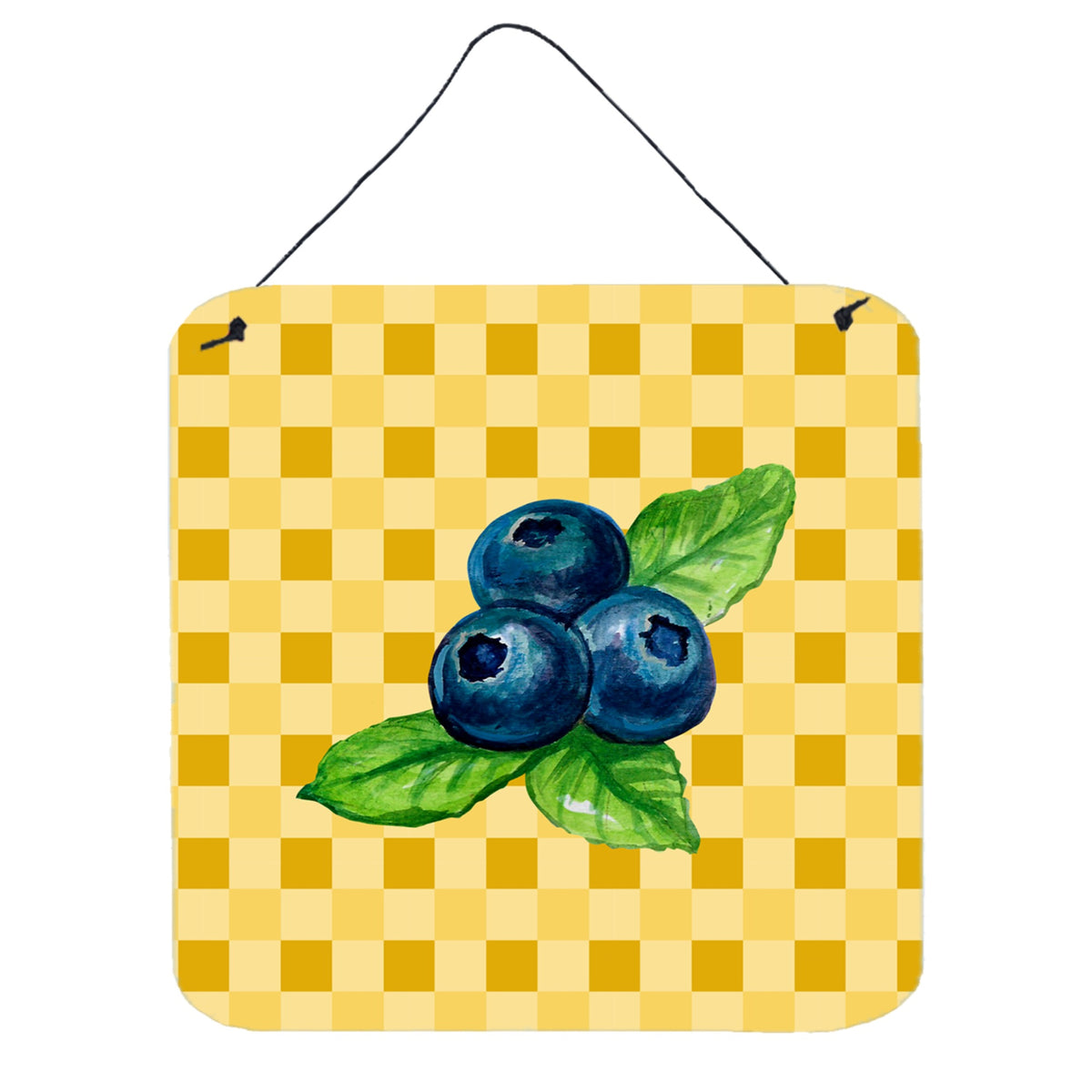 CarolineS Treasures Blueberries On Basketweave Metal Print, 6H X 6W, Multicolor